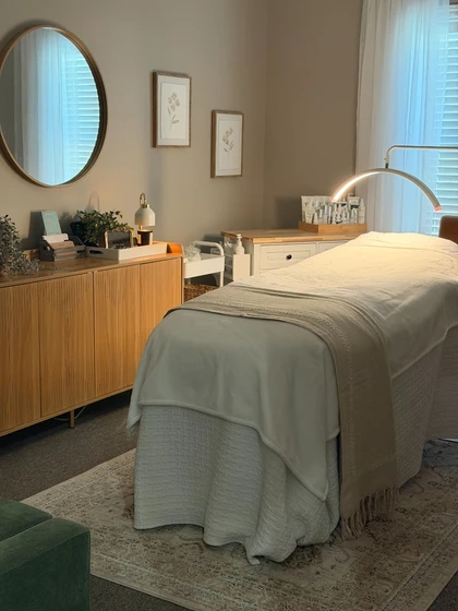 The treatment room at Radiant Glow Skin Spa in Winder, GA