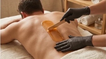 Professional back wax service at Radiant Glow Skin Spa